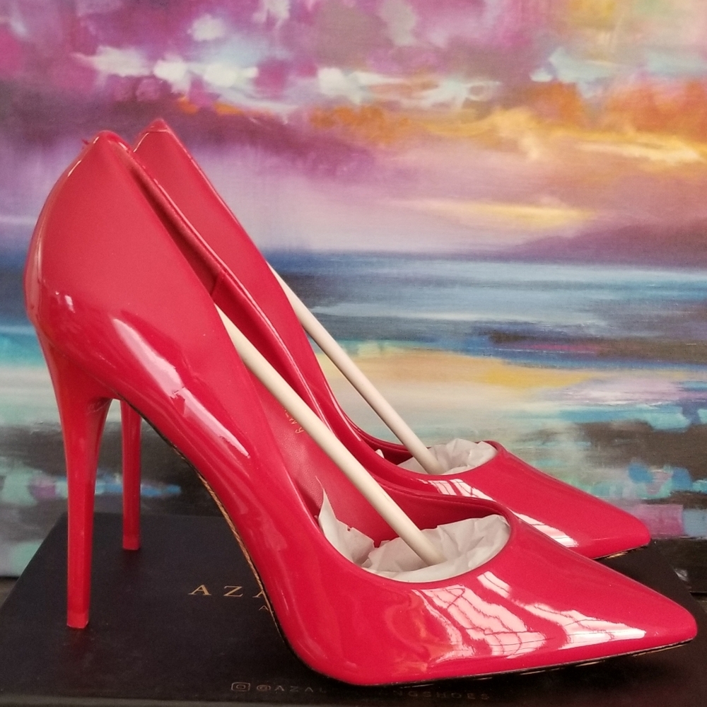 Azalea Wang Cherry Red Patent Leather Pumps